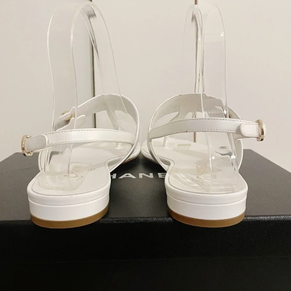 New Chanel Gold CC Interlocking Sandals - Picture 6 of 11